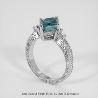 2.40 Ct. Bluish Green Sapphire Ring, Platinum 950 2