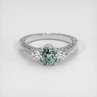 0.75 Ct. Bluish Green Sapphire Ring, Platinum 950 1