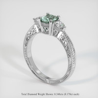 0.75 Ct. Bluish Green Sapphire Ring, Platinum 950 2