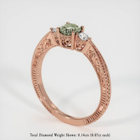 0.70 Ct. Yellowish Green Sapphire Ring, 14K Rose Gold 2