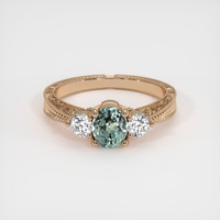 0.75 Ct. Bluish Green Sapphire Ring, 18K Rose Gold 1