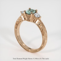 0.75 Ct. Bluish Green Sapphire Ring, 18K Rose Gold 2