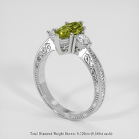 1.03 Ct. Green Tourmaline Ring, Silver 2