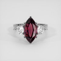 4.00 Ct. Red Rhodolite Garnet Ring, 10K White Gold 1