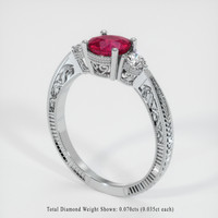 1.06 Ct. Pinkish Red Ruby Ring, 10K White Gold 2