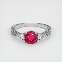 0.75 Ct. Pinkish Red Ruby Ring, 10K White Gold 1