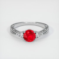 1.10 Ct. Pinkish Red Ruby Ring, 10K White Gold 1