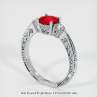 1.10 Ct. Pinkish Red Ruby Ring, 10K White Gold 2