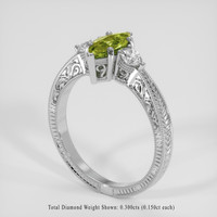 0.90 Ct. Yellowish Green Sapphire Ring, 10K White Gold 2