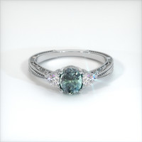 0.73 Ct. Bluish Green Sapphire Ring, 10K White Gold 1