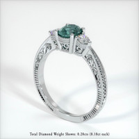 0.73 Ct. Bluish Green Sapphire Ring, 10K White Gold 2