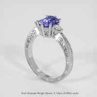 1.47 Ct. Violetish Blue Tanzanite Ring, 14K White Gold 2