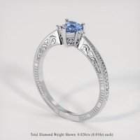 0.38 Ct. Blue Sapphire Ring, 14K White Gold 2