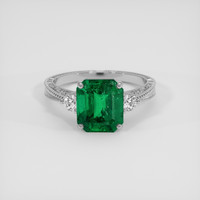 2.96 Ct. Emerald Ring, 18K White Gold 1