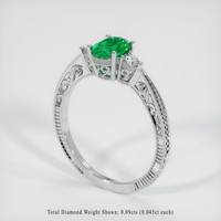 0.64 Ct. Emerald Ring, 18K White Gold 2