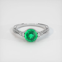 1.08 Ct. Emerald Ring, 18K White Gold 1