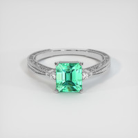 1.46 Ct. Emerald Ring, 18K White Gold 1