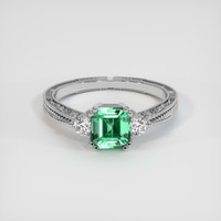 0.85 Ct. Emerald Ring, 18K White Gold 1