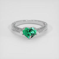 0.65 Ct. Emerald Ring, 18K White Gold 1