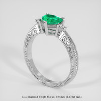 0.65 Ct. Emerald Ring, 18K White Gold 2