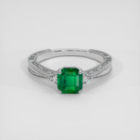 0.98 Ct. Emerald Ring, 18K White Gold 1