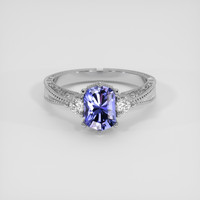 1.47 Ct. Violetish Blue Tanzanite Ring, 18K White Gold 1