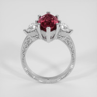 4.00 Ct. Red Rhodolite Garnet Ring, 18K White Gold 3