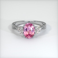 2.09 Ct. Pink Sapphire Ring, 18K White Gold 1