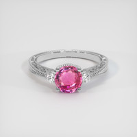 1.23 Ct. Pink Sapphire Ring, 18K White Gold 1