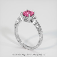 1.23 Ct. Pink Sapphire Ring, 18K White Gold 2