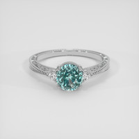 2.08 Ct. Bluish Green Sapphire Ring, 18K White Gold 1