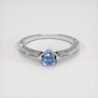 0.38 Ct. Blue Sapphire Ring, 18K White Gold 1