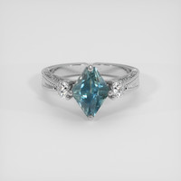 2.40 Ct. Bluish Green Sapphire Ring, 18K White Gold 1