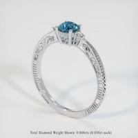 0.78 Ct. Greenish Blue Sapphire Ring, 18K White Gold 2
