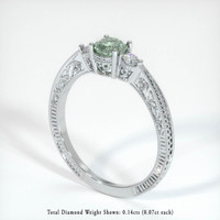 0.74 Ct. Green Sapphire Ring, 18K White Gold 2