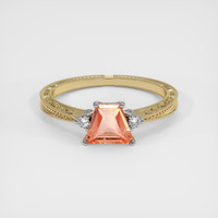 0.69 Ct. Padparadscha Sapphire Ring, 14K White & Yellow 1