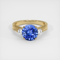 3.06 Ct. Blue Sapphire Ring, 10K Yellow Gold 1