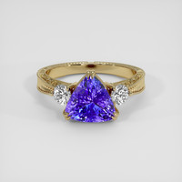 2.52 Ct. Violetish Blue Tanzanite Ring, 14K Yellow Gold 1