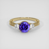 2.06 Ct. Violetish Blue Tanzanite Ring, 14K Yellow Gold 1