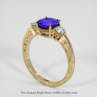 2.06 Ct. Violetish Blue Tanzanite Ring, 14K Yellow Gold 2