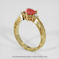 1.06 Ct. Padparadscha Sapphire Ring, 14K Yellow Gold 2