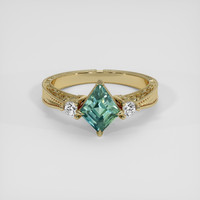 1.11 Ct. Bluish Green Sapphire Ring, 14K Yellow Gold 1
