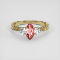 1.03 Ct. Padparadscha Sapphire Ring, 14K Yellow Gold 1
