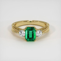 1.24 Ct. Emerald Ring, 18K Yellow Gold 1