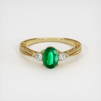 0.64 Ct. Emerald Ring, 18K Yellow Gold 1