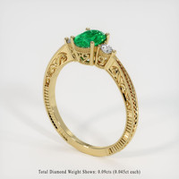 0.64 Ct. Emerald Ring, 18K Yellow Gold 2