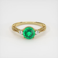 1.08 Ct. Emerald Ring, 18K Yellow Gold 1