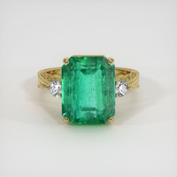 7.63 Ct. Emerald Ring, 18K Yellow Gold 1