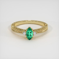 0.50 Ct. Emerald Ring, 18K Yellow Gold 1