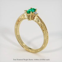 0.50 Ct. Emerald Ring, 18K Yellow Gold 2